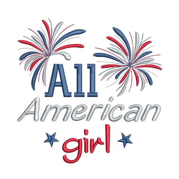 All American girl embroidery design