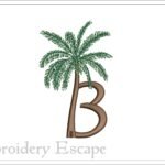 Palm Tree Letter B Embroidery Design