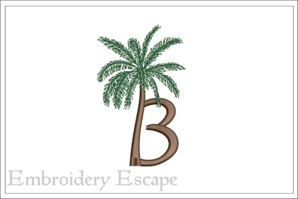 Palm tree letter B embroidery design