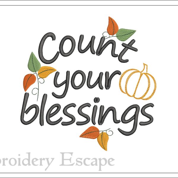 Count your blessings embroidery design