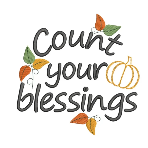 Count your blessings embroidery design - autumn embroidery pattern 1