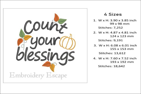 Count your blessings embroidery design