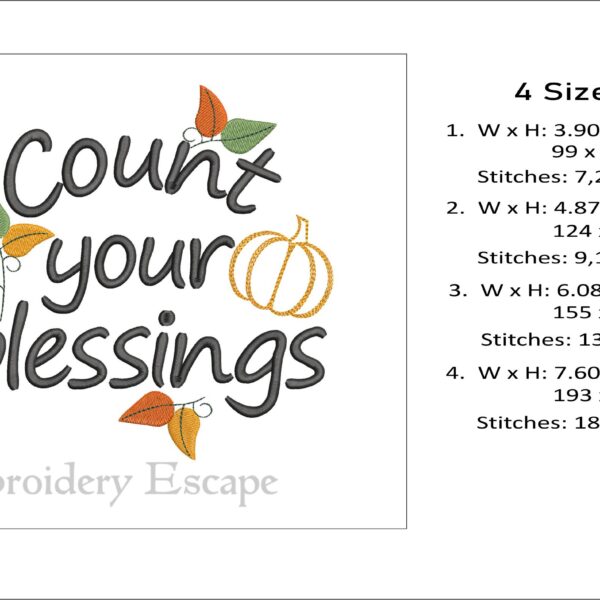 Count your blessings embroidery design