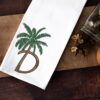 Palm tree letter D embroidery design, uppercase letter