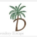 Palm Tree Letter D Embroidery Design