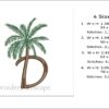 Palm tree letter D embroidery design, uppercase letter