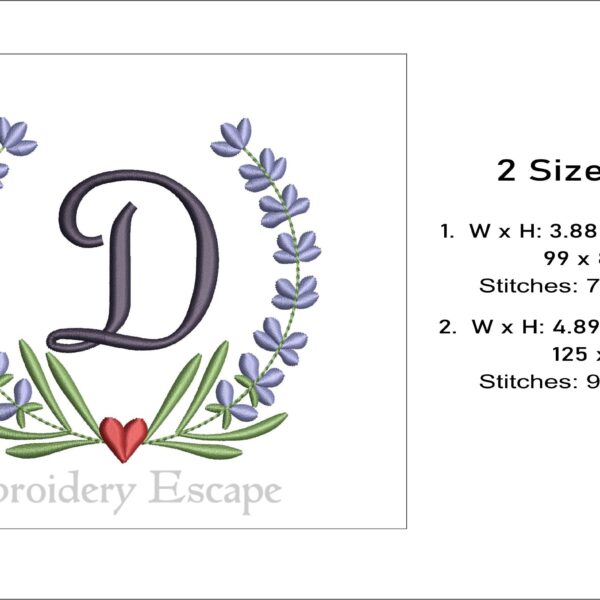 Letter D embroidery design