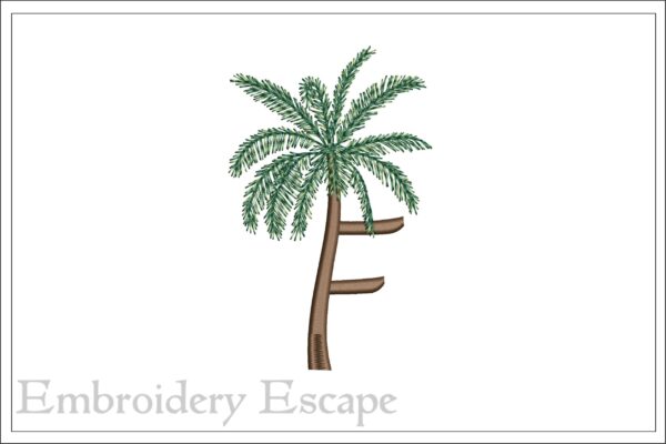 Palm tree letter F embroidery design