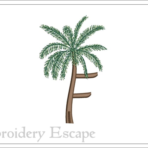 Palm tree letter F embroidery design