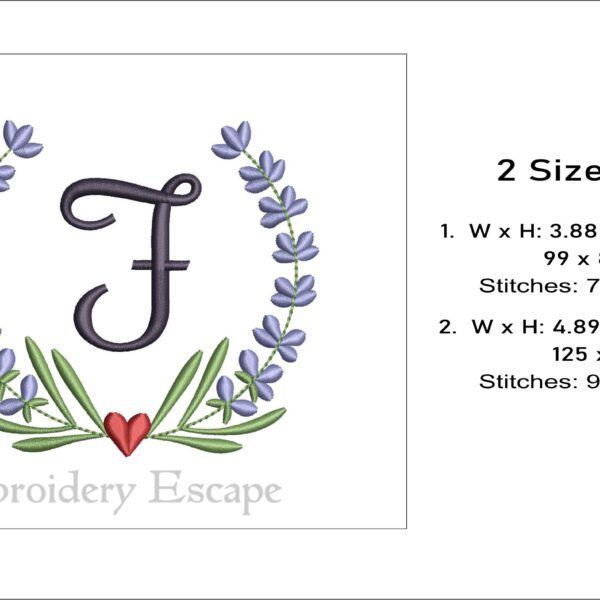 Letter F embroidery design