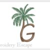 Palm tree letter G machine embroidery design