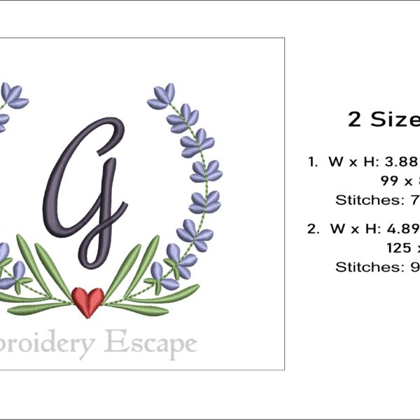 Letter G embroidery design