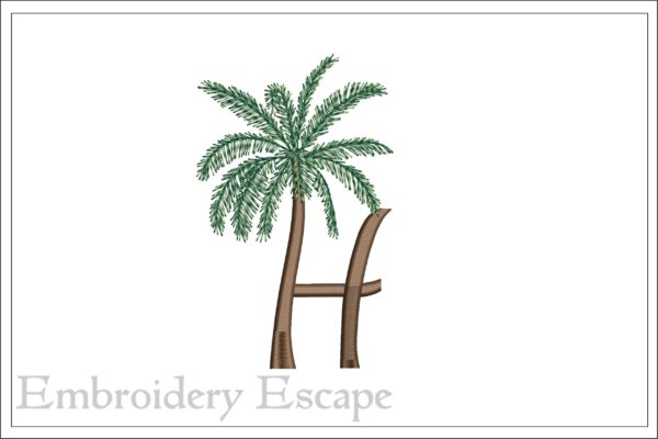 Palm tree letter H machine embroidery design