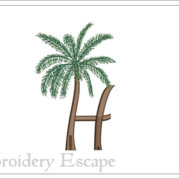 Palm tree letter H machine embroidery design