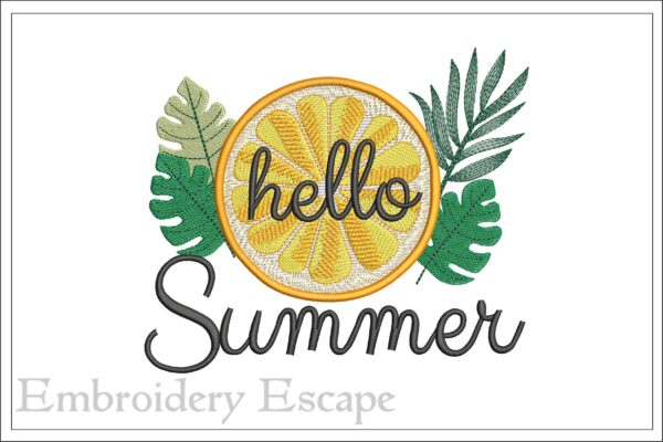 Hello Summer embroidery design