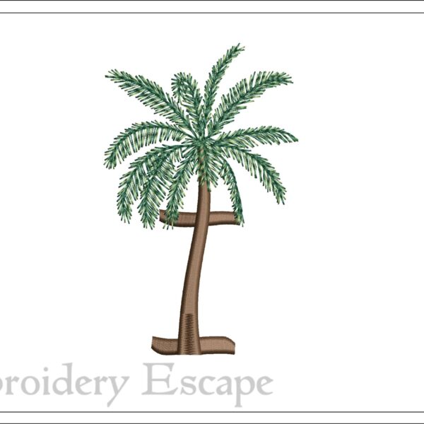 Palm tree letter I machine embroidery file