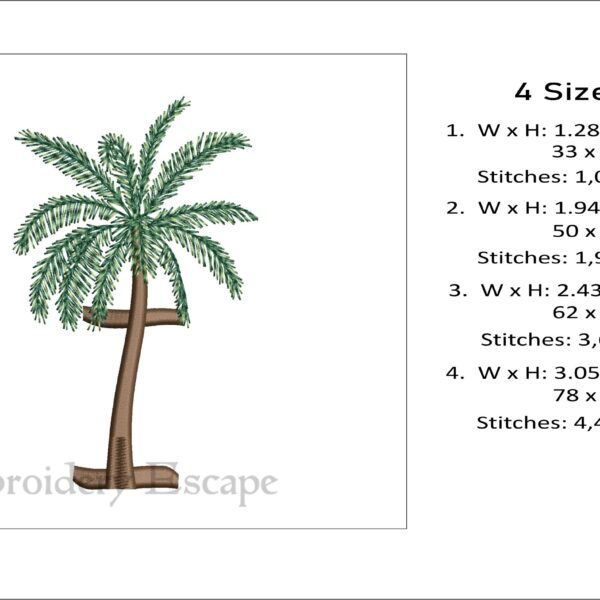 Palm tree letter I machine embroidery file