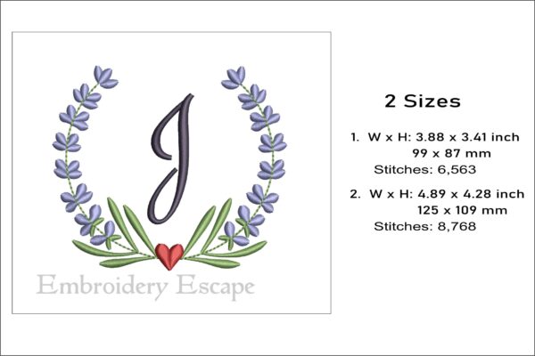 Letter J embroidery design