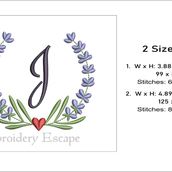 Letter J embroidery design