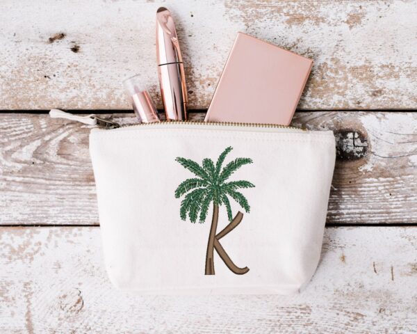 Palm tree letter K embroidery design