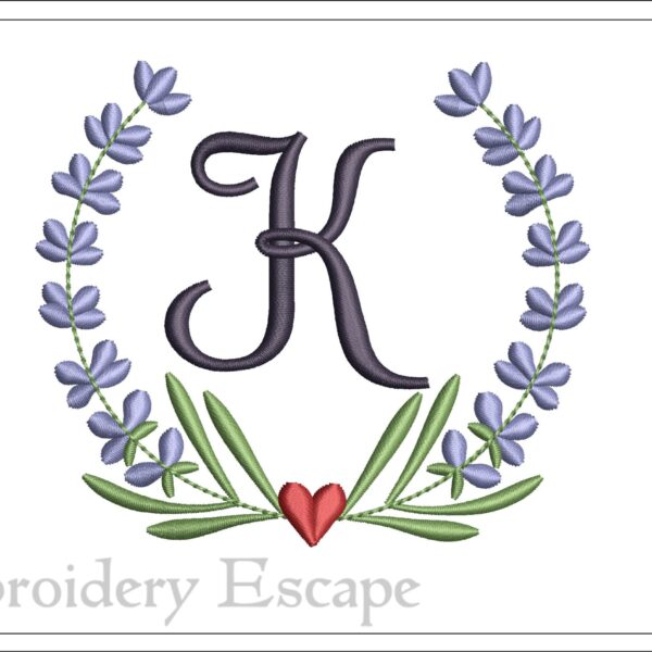 Letter K machine embroidery design