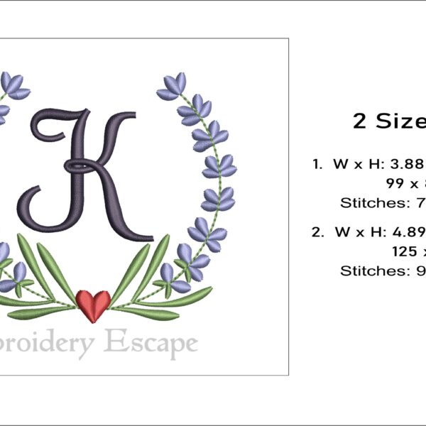 Letter K machine embroidery design