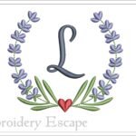 Letter L Embroidery Design | Lavender Wreath
