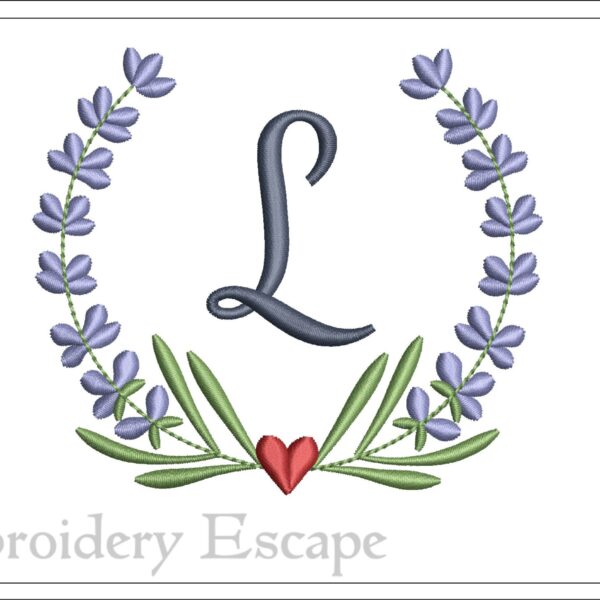 Letter L machine embroidery design