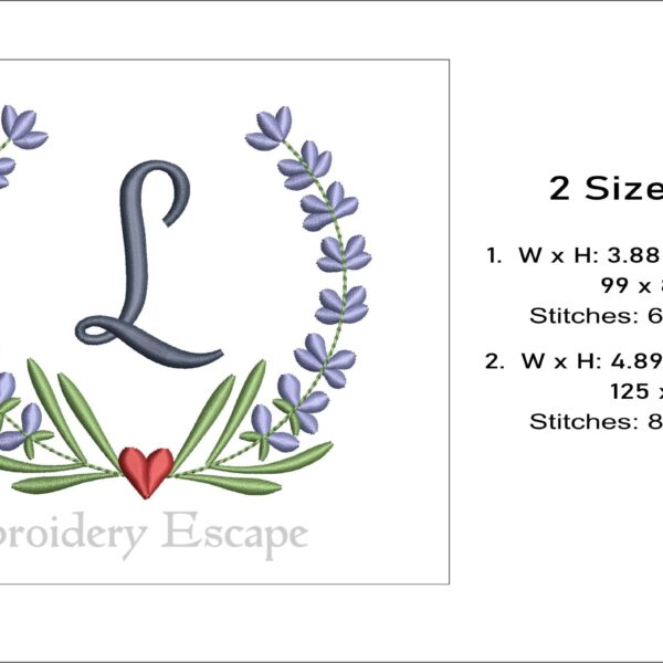 Letter L machine embroidery design