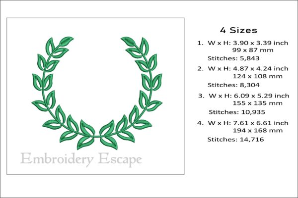 Laurel wreath embroidery design