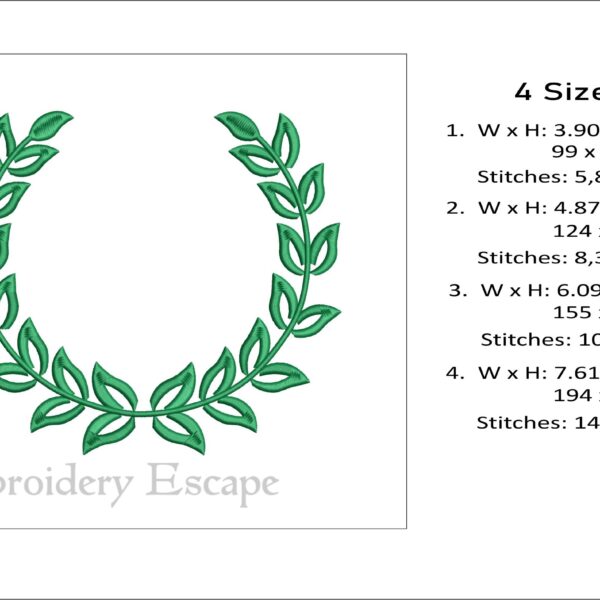 Laurel wreath embroidery design