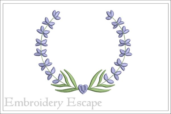 Lavender wreath embroidery design
