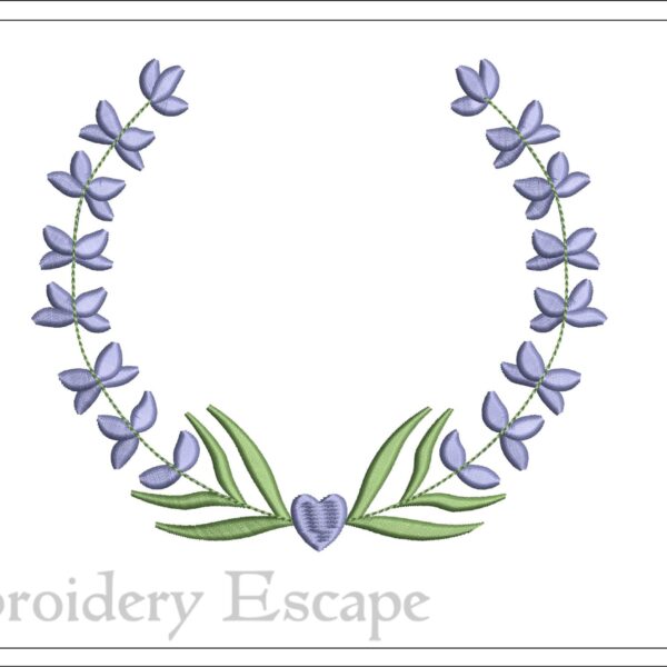 Lavender wreath embroidery design