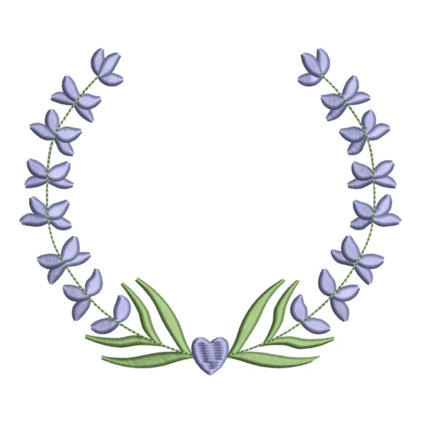 Lavender wreath embroidery design - monogram frame embroidery pattern