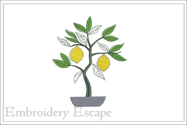 Lemon tree embroidery design