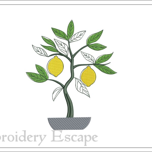 Lemon tree embroidery design