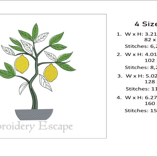 Lemon tree embroidery design