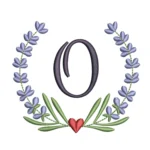 Letter O Embroidery Design - Lavender Wreath Pattern