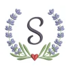 Letter S embroidery design - lavender wreath embroidery design - personalized embroidery pattern