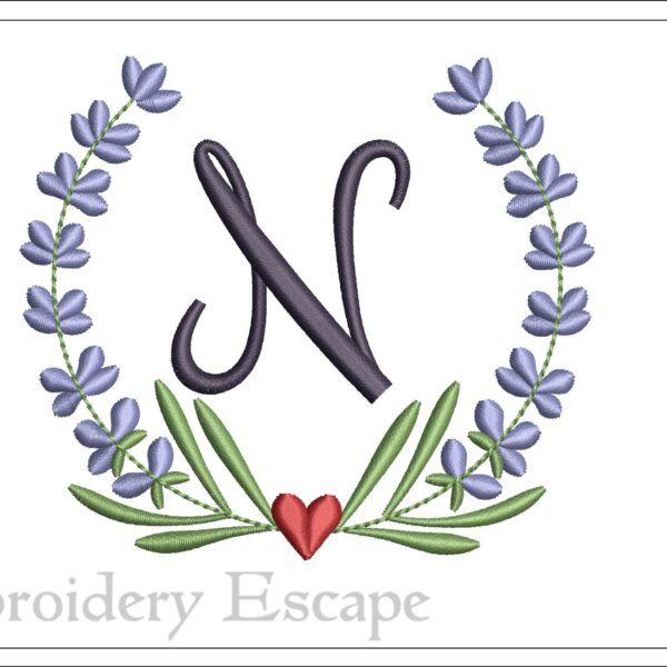 Letter N embroidery design