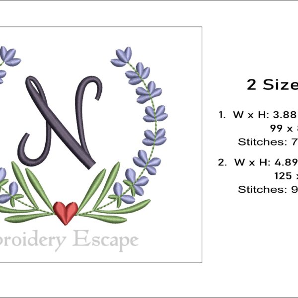 Letter N embroidery design