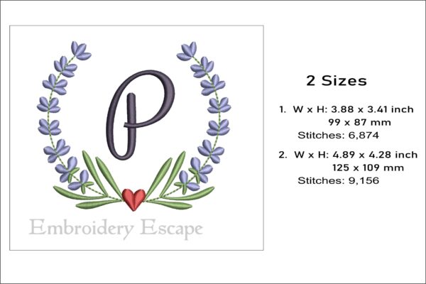 Letter P machine embroidery design