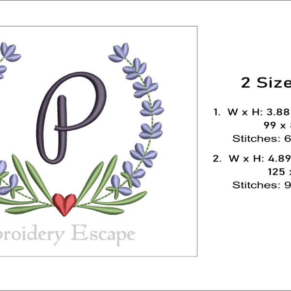 Letter P machine embroidery design