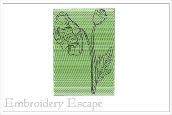Poppy abstract machine embroidery design