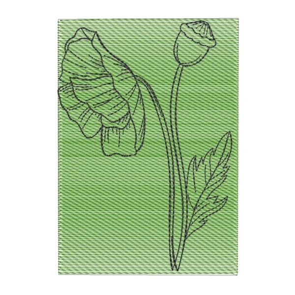 Poppy embroidery design 2 - abstract floral embroidery pattern