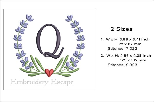 Letter Q embroidery design