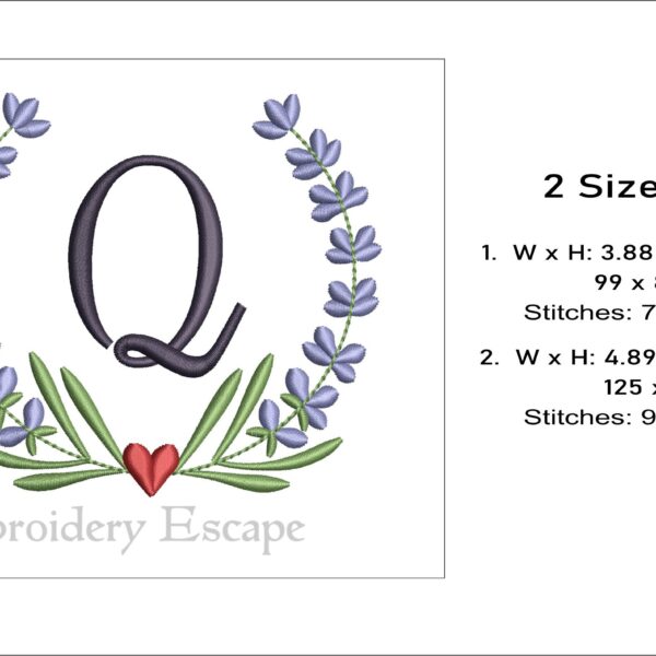 Letter Q embroidery design