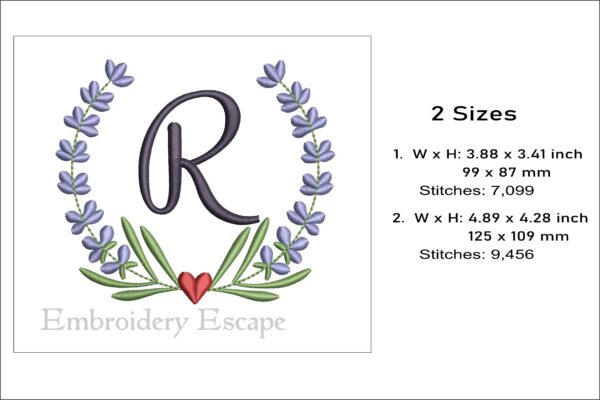 Letter R embroidery design