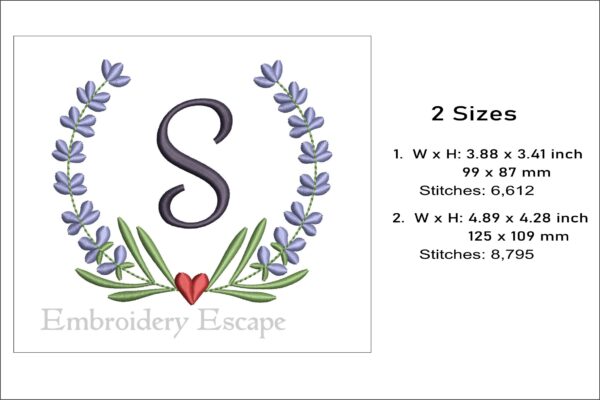 Letter S embroidery design