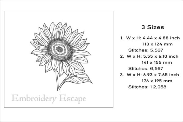 Sunflower sketch embroidery design